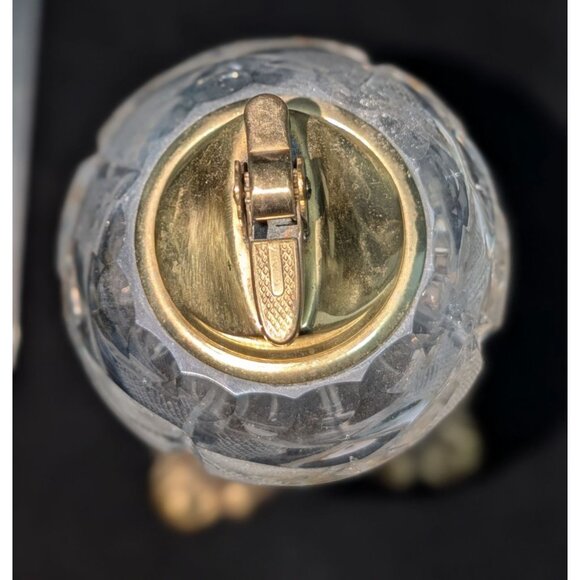 Vintage Brass Cut Glass Table Lighter with Ornate brass Base - Picture 5 of 12
